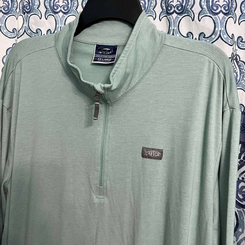 AFTCO Coastal Layer 1/4 Zip Men's XXL 2XL Pullover In Sage Heather Outdoor Fish